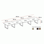 Grande table de réunion rectangulaire X7- Officity. - Blanc 9010, Orme, 640_1