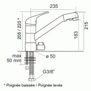 Robinet de cuisine mitigeur 3 voies dauphin blanc_1