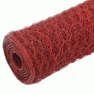 Vidaxl grillage acier avec revêtement en pvc 25x0,5 m rouge 143299_1
