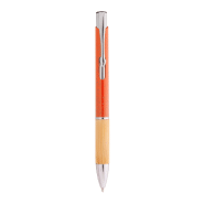 Stylo bille écologique en paille de blé - grip bambou - encre bleue - couleur orange_1