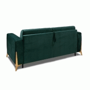 CANAPÉ EXPRESS CALYPSO CONVERTIBLE 120CM SOMMIER LATTES MATELAS ÉPAISSEUR 16CM PIEDS DORÉS VELOURS VERT_1