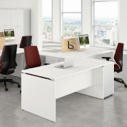 Bureau rectangulaire pieds bois Practika P4 - Quadrifoglio - 140, Blanc_0