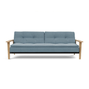 Innovation Living - Canapé lit design Dublexo Frej - Tissu Soft Indigo - Convertible 115x210 cm avec accoudoirs en bois_1