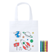 Sac shopping à colorier pour enfants - Non tissé - Livré avec 5 crayons de couleur_1