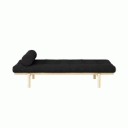 Méridienne futon Next en pin massif - Charbon - Couchage 75 x 200 cm - Design scandinave et décadence velours côtelé_1