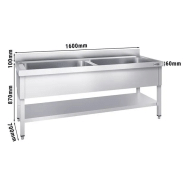 Plonge batterie 160x70cm - 2 cuves_1