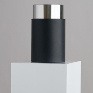 Corbeille de luxe noire - ronde - en simili-cuir avec doublure amovible en acier inoxydable_1