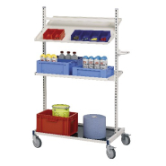 Desserte montants centrés - hauteur 1650 mm - avec roulettes pivotantes et tablette basse_1