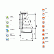 Vitrine réfrigérée semi-verticale Curl BONNET NEVE - 1m ou 1m30, 4 étagères + base, groupe froid intégré, froid positif ventilé_1