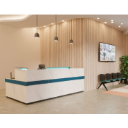 Banque d'accueil ATLAS - Finition esthétique, façade mélaminée double face, antireflets et antibactérien_1