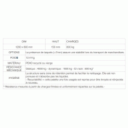 Palette hygiénique en plastique 1200 x 800 mm - moulée en une seule pièce, gerbable avec plateau en nid d'abeille_1