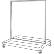 Cadre gondole double L120xP85xH142cm - avec roulettes - gris - structure en acier_1
