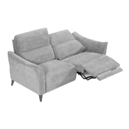 Canapé 2 places RELAX électrique ATTITUDE - Têtière réglable 10 crans - Tissu chenillé gris argent_1