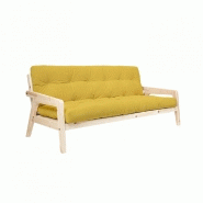 Canapé convertible futon GRAB - Pin naturel - Coloris miel - Couchage 130 x 190 cm - Style scandinave_1