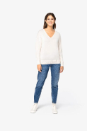 Pull écoresponsable col V femme en lyocell et coton biologique - Réf: NS921 - Marque Native Spirit_1