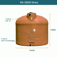 Cuve 2000l Aérienne De Récupération D'eau - Réservoir Cylindrique Terracotta - Elbi Pa2000_1