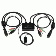Switch Commutateur KVM 2 Ports USB, HDMI avec Audio et Cbles pour 2 PC sur 1 écran - Auto Alimenté_1