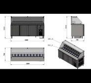 Vitrine de présentation - 2000 mm (refroidissement par ventilateur) Avec espace pompe à sauce - Référence : MCF.BSS.60.SOS_1