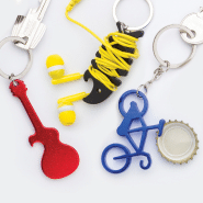 Porte-clés publicitaire en aluminium - forme guitare avec décapsuleur - couleur rouge_1