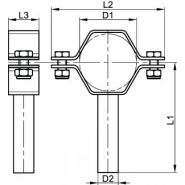 72140 - Colliers de fixation hexagonaux 2 vis avec tige - Bene Inox - Inox 304 - Diamètres : 21,3 à 114,3 mm_1