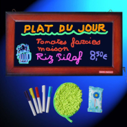 Ardoise lumineuse LED - Cadre bois ou blanc - Parfaite pour menus de restaurants_1