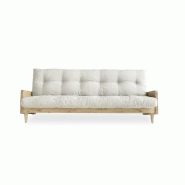 Canapé 3 places convertible Indie - Style scandinave - Futon écru 130x190 cm - Marque KARUP_1
