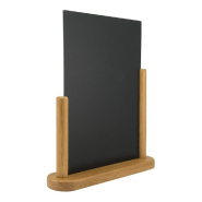 Chevalet de table ardoise A4 Elégant noir et teck laqué 21x30 cm_1