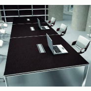 Grande table de réunion X7 avec pieds ouverts chromés - Officity - Chromé, Blanc, 420_1