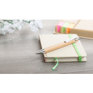 Stylo à bille en bambou - clip métal - encre bleue - couleur naturelle - 9,5g_1