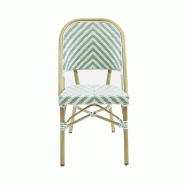 Paris - Chaise de bistrot en rotin synthétique bambou-blanc/vert pastel_1