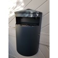 Poubelle publique murale en acier galvanisé - 40L à 100L - fixation murale, poteau ou sol - options seau et cendrier_2