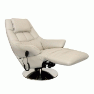 Fauteuil relax électrique KILLEM - Bi-moteur - Coloris mastic - Piètement pivotant inox - Design contemporain_1