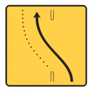 Panneau voirie temporaire KD8 ex3 - Changement de chaussée ou de trajectoire sur une voie - WP Signalisation_1