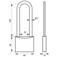 Cadenas à clé Mach 2 - 45 mm anse haute - corps et anse en laiton, mécanisme à goupilles, marque Thirard_1