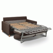 Canapé convertible OGGETTO - Matelas 16 cm - Système express - Sommier à lattes 120 cm - Microfibre marron - RENATONISI_1