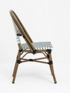 Chaise de terrasse Bastille - tressage bleu, blanc et noir - aluminium imitation rotin - empilable et résistante_1