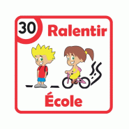 Panneau ralentir ecole blanc_1