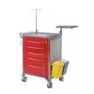 Chariot d'urgence 5 tiroirs Mdose - Aluminium, roues doubles, 1 panier filaire - Modèle 63001_1