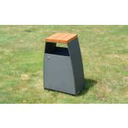 Tango - poubelle publique - larus - 35L - acier et bois FSC - récipient plastique rotomoulé_1