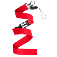 Tour de cou double - mousqueton en métal et cordelette pour portable - polyester - rouge - 16g_1