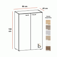 Armoire de bureau avec portes battantes - Quadrifoglio - Blanc pastel, Chêne, Sans socle de finition_1