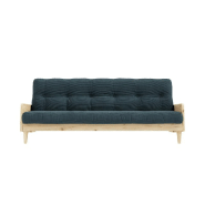 Canapé 3 places convertible Indie - Style scandinave - Futon bleu pâle - Couchage 130x190 cm - Structure en pin massif_1