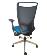 Fauteuil ergonomique Majencia For All d'occasion - mécanisme synchrone, réglages multiples, tissu bleu, dossier résille noire_1