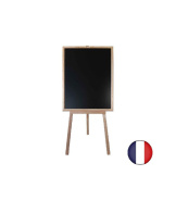 Chevalet trépied bois avec ardoise moulure brute - 86 x 66 cm - Référence : LSTF8BRUT+23BRUT_1