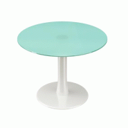 Table de réunion Design avec plateau en verre dépoli - Quadrifoglio - Blanc 9010, 100_1