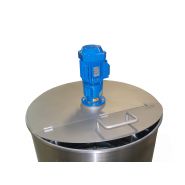 Minitank MTHM (Mixer) - Réservoir de stockage industriel Incon - Fond bombé avec bride centrale, tuyau à 90° et pieds soudés_1