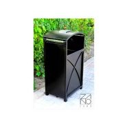 Poubelle publique Skala - Zano - design rétro en acier noir - 60L avec cendrier intégré_1