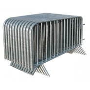 Barrière de police 14 barreaux robuste - galvanisée avec pieds éventail - 2m x 1,10m - Réf. 13911_1