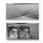 Comptoir pliable T107 en inox avec égouttoir et rinçoir - 2 plonges et accessoires_1