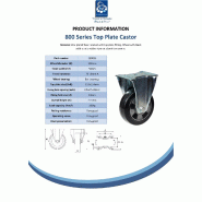 Roulette fixe de 152 mm avec caoutchouc élastique noir sur roue centrale en aluminium_1